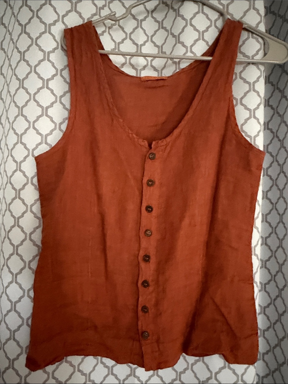 CP Shades Rust Orange Linen Button-Front Tank Top